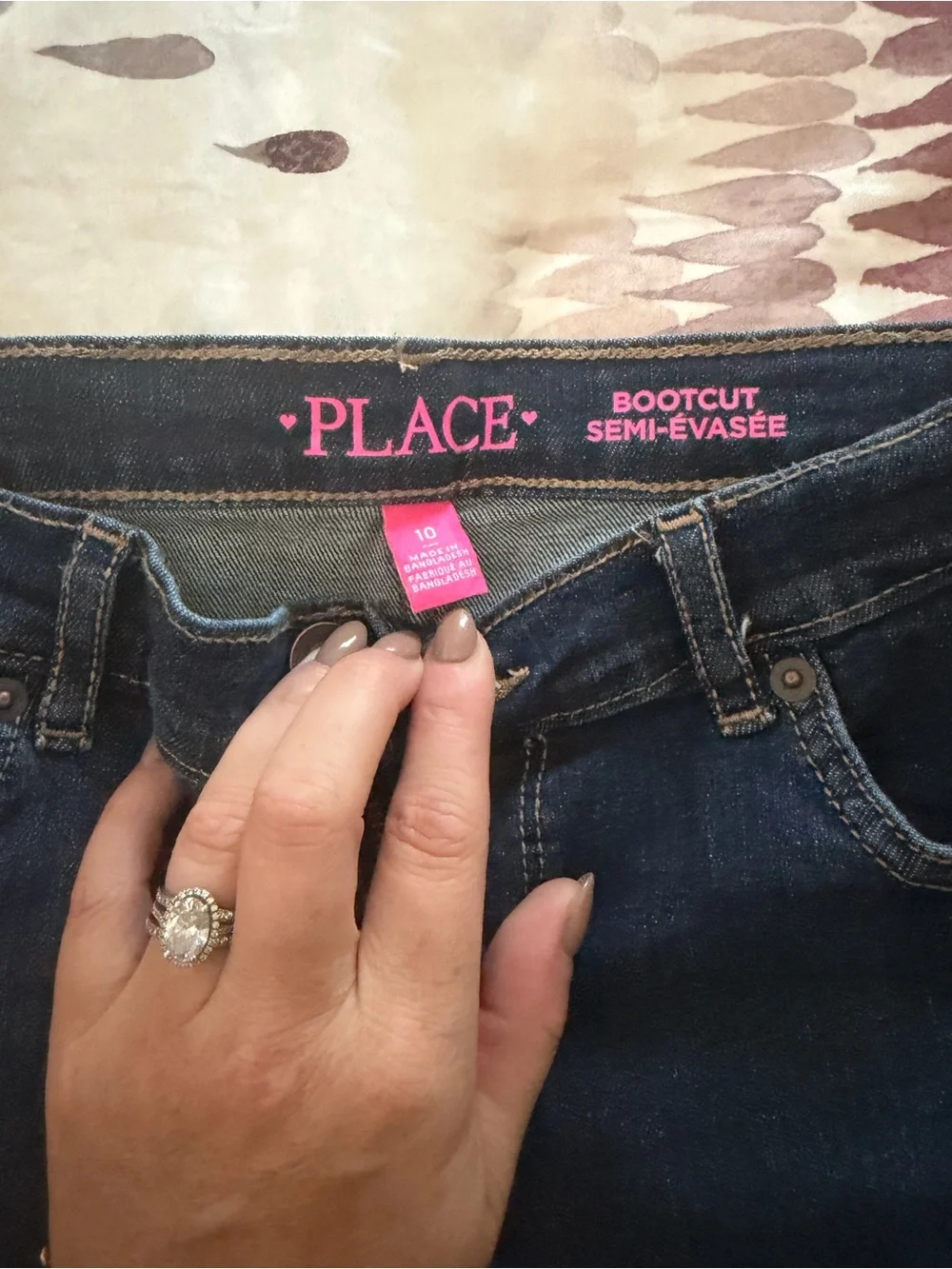 The Children's Place Dark Indigo Bootcut Jeans with Pink Logo